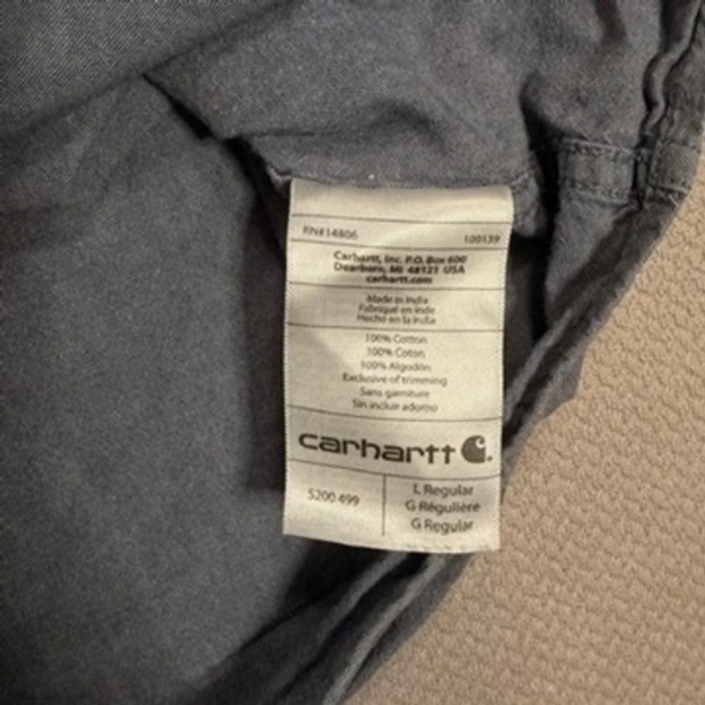 Carhartt Relaxed Fit Short Sleeve Button Down Shirt Large Mens Blue Chambray